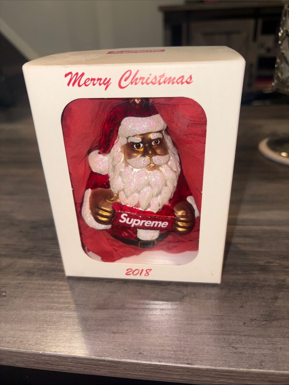 Supreme Red & White Santa Ornament in Branded Box- REAL